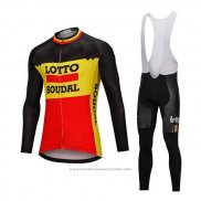 2018 Maillot Cyclisme Lotto Soudal Noir et Jaune Manches Longues et Cuissard