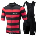 2018 Maillot Cyclisme Morvelo Noir et Rouge Manches Courtes et Cuissard