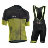 2018 Maillot Cyclisme Northwave Noir Jaune Manches Courtes Cuissard