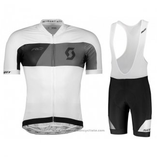 2018 Maillot Cyclisme Scott Rc Gris Blanc Manches Courtes Cuissard