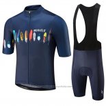 2019 Maillot Cyclisme Morvelo Fonce Bleu Manches Courtes et Cuissard