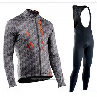 2019 Maillot Cyclisme Northwave Gris Manches Longues et Cuissard