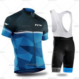 2019 Maillot Cyclisme Northwave Noir Bleu Manches Courtes et Cuissard