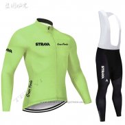 2019 Maillot Cyclisme STRAVA Lumiere Vert Manches Longues et Cuissard