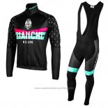 2019 Maillot Cyclisme Bianchi Milano PB Noir Rouge Manches Longues et Cuissard