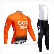 2019 Maillot Cyclisme CCC Orange Manches Longues et Cuissard