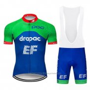 2019 Maillot Cyclisme EF Education First Vert Bleu Manches Courtes et Cuissard