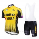 2019 Maillot Cyclisme Jumbo Visma Jaune Noir Manches Courtes et Cuissard