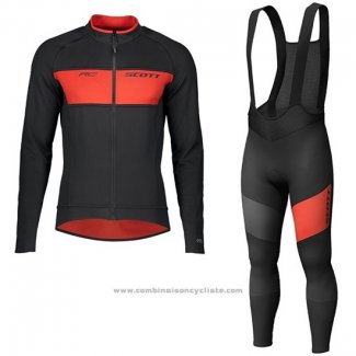 2019 Maillot Cyclisme Scott RC FF Noir Rouge Manches Longues et Cuissard