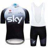 2019 Maillot Cyclisme Sky Blanc Noir Manches Courtes et Cuissard