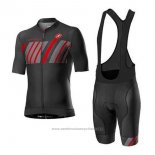 2020 Maillot Cyclisme Castelli Noir Gris Rouge Manches Courtes et Cuissard