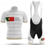 2020 Maillot Cyclisme Champion Portugal Blanc Manches Courtes et Cuissard