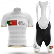 2020 Maillot Cyclisme Champion Portugal Blanc Manches Courtes et Cuissard