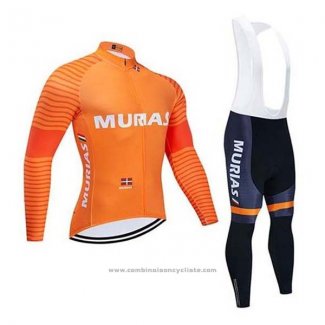 2020 Maillot Cyclisme Euskadi Murias Orange Manches Longues et Cuissard