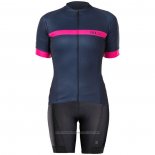 2020 Maillot Cyclisme Femme Bontrage Fuchsia Fonce Bleu Manches Courtes et Cuissard