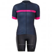 2020 Maillot Cyclisme Femme Bontrage Fuchsia Fonce Bleu Manches Courtes et Cuissard