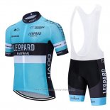 2020 Maillot Cyclisme Leopard Natural Bleu Noir Manches Courtes et Cuissard