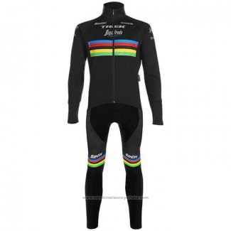 2020 Maillot Cyclisme UCI Mondo Champion Trek Segafredo Noir Manches Longues et Cuissard