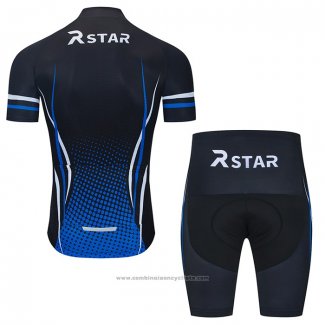 2021 Maillot Cyclisme R Star Noir Bleu Manches Courtes et Cuissard