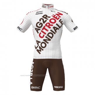 2022 Maillot Cyclisme Ag2r La Mondiale Blanc Manches Courtes et Cuissard