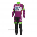 2022 Maillot Cyclisme Bardiani Csf Faizane Vert Violet Manches Longues et Cuissard