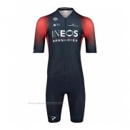 2022 Maillot Cyclisme Ineos Grenadiers Rouge Bleu Manches Courtes et Cuissard