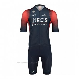 2022 Maillot Cyclisme Ineos Grenadiers Rouge Bleu Manches Courtes et Cuissard