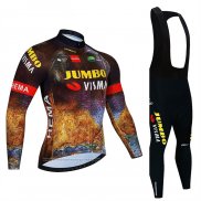 2022 Maillot Cyclisme Jumbo Visma Noir Orange Manches Longues et Cuissard