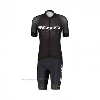 2022 Maillot Cyclisme Scott Noir Manches Courtes et Cuissard