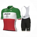 2023 Maillot Cyclisme Jayco Alulaitaliechampion Vert Blanc Rouge Manches Courtes et Cuissard