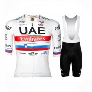2023 Maillot Cyclisme UAE Slovenie Champion Blanc Manches Courtes et Cuissard