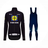 2024 Maillot Cyclisme Lidl Trek Noir Bleu Manches Longues et Cuissard