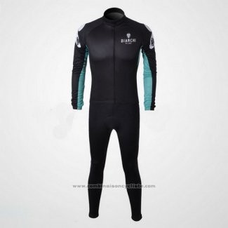 2010 Maillot Cyclisme Bianchi Noir Manches Longues et Cuissard