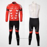 2010 Maillot Cyclisme Castelli Blanc et Rouge Manches Longues et Cuissard