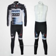 2010 Maillot Cyclisme Saxo Bank Noir et Blanc Manches Longues et Cuissard