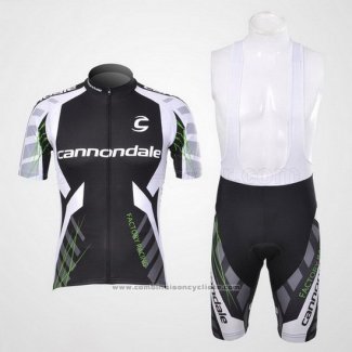 2012 Maillot Cyclisme Cannondale Noir et Blanc Manches Courtes et Cuissard