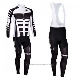 2013 Maillot Cyclisme Assos Blanc et Noir Manches Longues et Cuissard