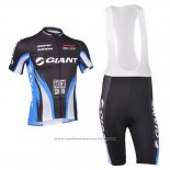 2013 Maillot Cyclisme Giant Bleu et Noir Manches Courtes et Cuissard