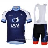 2013 Maillot Cyclisme IAM Bleu Manches Courtes et Cuissard