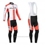 2013 Maillot Cyclisme Kuota Blanc et Rouge Manches Longues et Cuissard