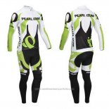 2013 Maillot Cyclisme Pearl Izumi Blanc et Vert Manches Longues et Cuissard