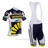 2013 Maillot Cyclisme Vacansoleil Jaune et Noir Manches Courtes et Cuissard