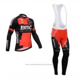 2014 Maillot Cyclisme BMC Noir et Rouge Manches Longues et Cuissard