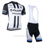 2014 Maillot Cyclisme Giant Shimano Noir et Blanc Manches Courtes et Cuissard