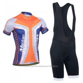 2014 Maillot Cyclisme Monton Bleu et Orange Manches Courtes et Cuissard