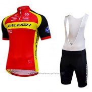 2014 Maillot Cyclisme Raleigh Noir et Rouge Manches Courtes et Cuissard