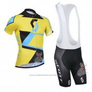 2014 Maillot Cyclisme Scott Noir et Jaune Manches Courtes et Cuissard