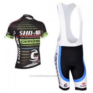 2014 Maillot Cyclisme Sho Air Cannondale Noir et Vert Manches Courtes et Cuissard