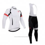 2015 Maillot Cyclisme Castelli Blanc et Noir Manches Longues et Cuissard