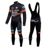 2015 Maillot Cyclisme De Rose Noir et Orange Manches Longues et Cuissard